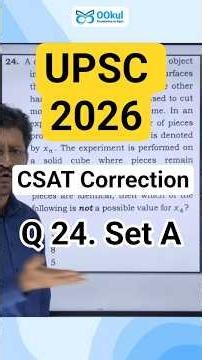 Correction of CSAT Q.24 Set A A cut on a solid object divides the object into... #csat2026 #upsc2026