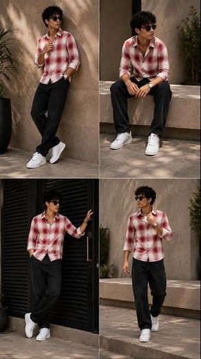 Red Check Shirt Outfit Ideas for Men ❤️ #shorts #fashiontrends #fashionstyle #stylingtips