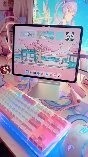 shauny on Instagram: "iPad set up  yes you can use wired keyboards with your iPad you’ll just need a type c to usb adapter to connect it  stand: lululook magnetic ipad stand keyboard: akko acr87 Prunus Lannesiana adapter: Anker USB C to USB Adapter -  #genshinimpact #ipadpro #ipadhack #ipad #ipad2021 #ios #akko #kokomi #keqing #genshin #mechkeyboard #keyboard #mechanicalkeyboard #amazonfinds "