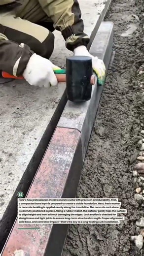 Perfect Curb Installation with Rubber Mallet #Masonry #Hardscape #Construction