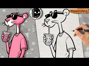 How to draw the pink panther step by step