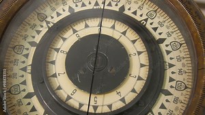 The numbers on the compass in the ship. The numbers represent the altitude and navigational direction in navigating Stock Video