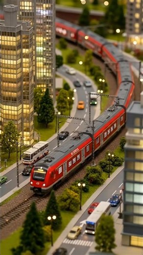RC Train Passing Through a Lively Miniature City!