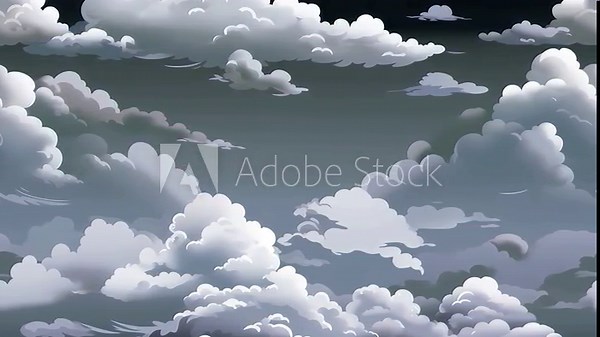 cloudy sky with moving overcast clouds cartoon animated background seamless looping