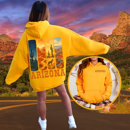 Western Arizona Hoodie, Desert Cactus Hooded Sweatshirt, Phoenix Arizona Sweater, Arizona Themed Gift, Saguaro Cactus Vintage AZ State Hoody - Etsy
