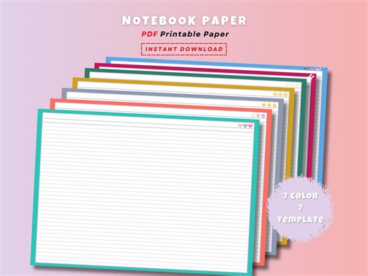 Horizontal Lined Paper, School Notebook, Planner Pages, iPad Paper, Printable (A4, Letter Size) (PDF Digital Download) - Etsy