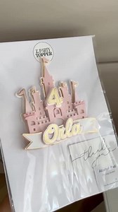 Personalised Princess Castle Cake Topper, Pink & Gold Birthday Party Decor