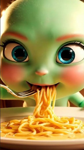 PASTA (Spaghetti Carbonara) - Alien ASMR, Alien Idol, Cute Alien Mukbang, Alien Eating