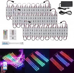 Dyna-Living RGBIC LED Storefront Lights 30FT Full-Color LED Module Light APP Bluetooth & IR Remote Control Music Sync Dynamic Color Chang LED Strip Lights, 60PCS 5050 SMD IP68 Waterproof LED Modules