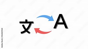 animation of translation symbols from various languages ​​which are simply symbolized by the letter A