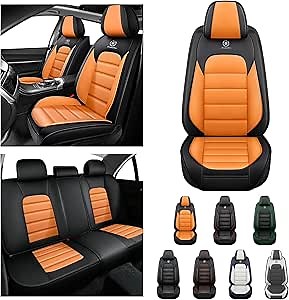 5 Seat Covers for Honda Element 2003-2026 Breathable Car Seat Covers,Anti-Slip Waterproof Car Seat Protectors with Airbag,Automotive Vehicle Cushion with Storage Pockets (Standard,Orange)