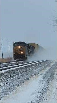 Underpowered and one ditch light out CSX train I161 struggles through a snowstorm! 123025 #storm