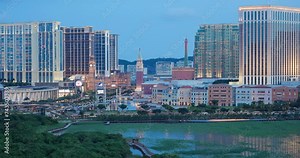 Macau city downtown in Taipa district at night