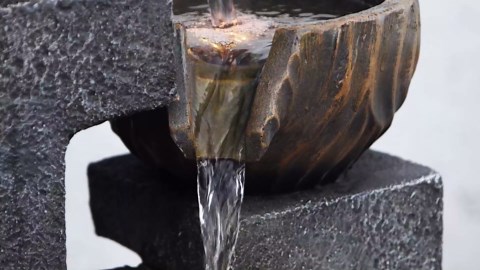 44.09''H Outdoor Garden Water Fountain with LED Lights Bowl Cascading Floor Standing Waterfall Fountains Indoor 5-Tiered Water Feature Decor for Backyard Lawn Porch Deck