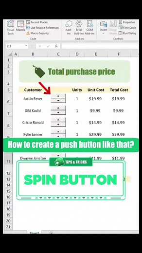 How to create a spin button #accountant #excel #excelochallenge #excelochallenge2 #tutorial #microsoftexcel #tutorial #learnfromme #study #university #school #education #sheet #spreadsheet #learnontiktok #finance