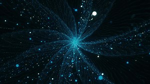 Particle vortex, motion background. Abstract shape wave of particles. Whirlpool of mixed particles, flying from the nucleus. dynamic. 4k video.