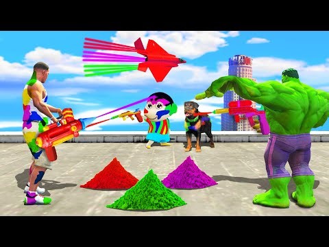 SHINCHAN & FRANKLIN CELEBRATED HOLI WITH COLOURFUL PLANES & GULAL SMOKES WITH WHOLE CITY IN GTA 5