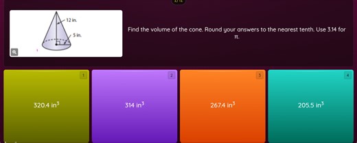 Find the volume of the cone. Round your answers to the nearest ... | Filo