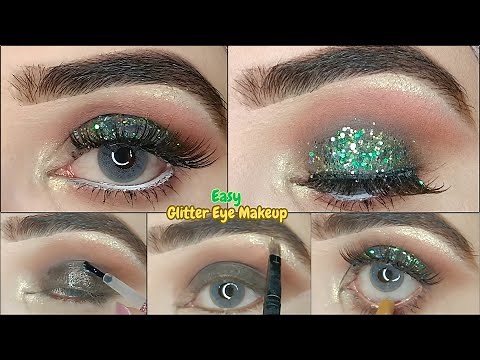 Easy Glitter Eye Makeup Tutorial for Beginners | Glitter Eyeshadow Makeup |Chunky Glittery Eyeshadow