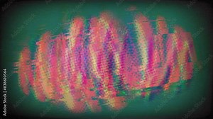 Television or computer screen with heavily distorted images, flashes and static effects