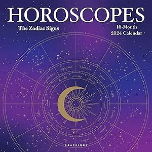 Graphique 2024 Horoscopes Wall Calendar | 12” x 12” | Thick Paper | Home & Office Organizer | Large Monthly Grid | 3 Languages & Marked Holidays | 4 Month Preview Page for 2025