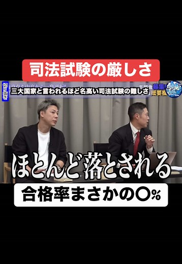 司法試験の厳しさと合格率【令和の虎Youth切り抜き】