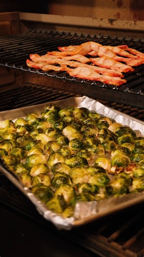 32K views · 146 reactions | This is what happens when bacon and brussels share the grill.  They are cooked together and then are hit with a drizzle of hot honey that caramelizes just right. Tap the link below for the recipe. https://bit.ly/3LTqgfX #TraegerRecipes #TraegerThanksgiving #WhenFlavorMatters | Traeger Grills | Facebook
