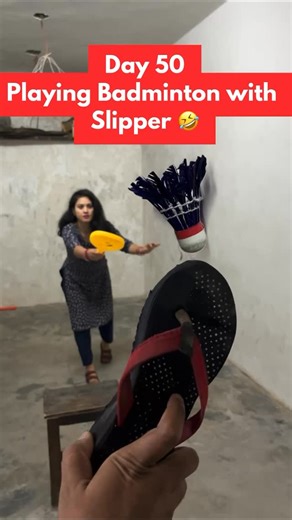 The Playing Guy | Day 50 - 🤣 Playing #badminton with Slipper #badmintonlovers | Instagram