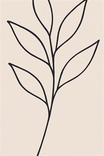 Minimalistic Line Art Leaf With Calming Effect for Homeoffice and Living Room - Etsy