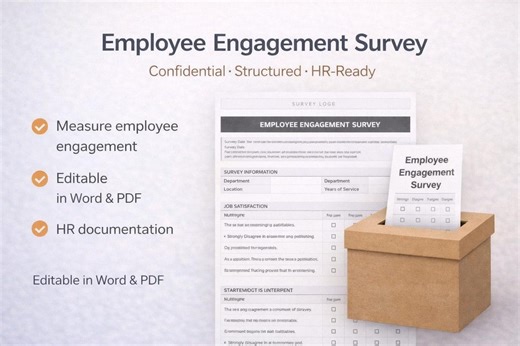 Employee Engagement Survey | Editable Word and PDF | Workplace Satisfaction & Feedback Survey - Etsy Australia