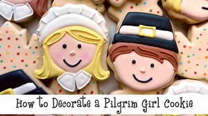 I love getting creative with cookie cutters. Check out this video and learn to make a cute pilgrim girl cookie using a tulip cookie cutter! | The Flour Box