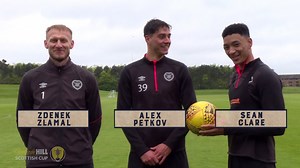 Taking on our final Keep It Off The Deck Challenge of the season are Saturday's William Hill Scottish Cup finalists, Heart of Midlothian F.C. The rules are simple: ➡️ Three players ➡️ Two touches ➡️ The ball can't touch the ground until it crosses the goal line ➡️ Quickest time wins | Scottish Gas Scottish Cup