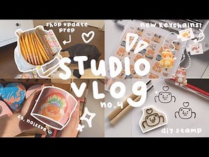 studio vlog 04 // unboxing new keychains, sticker shop update prep + packing asmr!