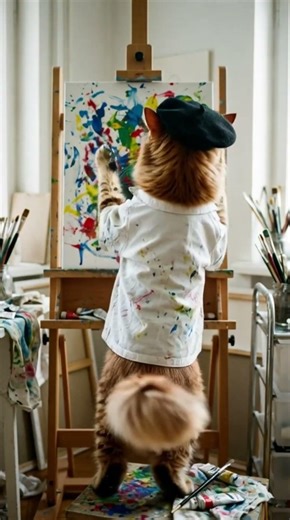 When your cat becomes a painter 🎨 #cat #humor #shorts