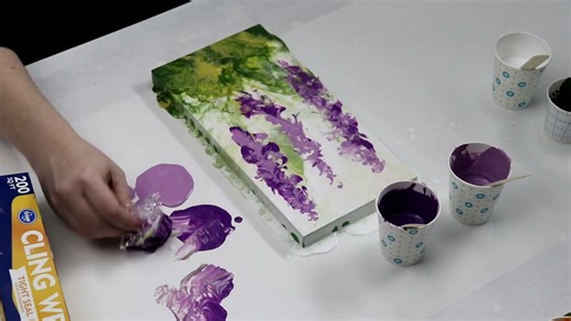 Acrylic Dip Technique with Saran Wrap to Create BEAUTIFUL Flowers!