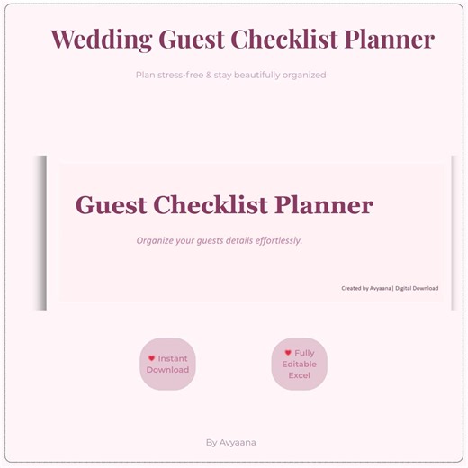 Wedding Guest List Excel Planner | RSVP Tracker (instant Download) - Etsy