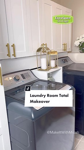 A budget-friendly laundry room makeover😍 @Extra Space Storage #extraspacepartner What do we think about this laundry room makeover? Many thanks to Extra Space for sponsoring this room makeover. I completed this room update in about 3 days using budget-friendly items. This upgrade has afforded me significantly more storage space for my cleaning/laundry supplies. I hope you’re inspired! Questions encouraged! 💚 I have an exclusive Extraspace promo code to share: code Micah5. Extraspace’s website