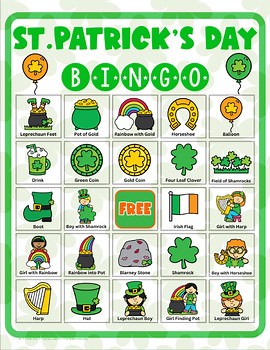 St. Patrick’s Day Bingo Game 30 Unique Bingo Cards Printable Fun Classroom Party