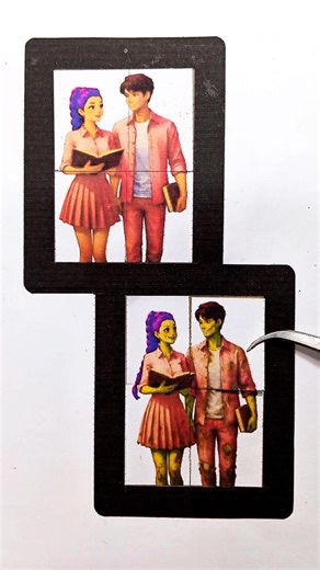 K-Pop Couple Simple vs Horror Easy Paper & Craft Solving Game Challenge 🧩 #shortsvideo