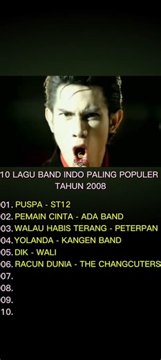10 LAGU BAND INDO PALING POPULER TAHUN 2008#st12 #peterpan #wali #slank #ungu