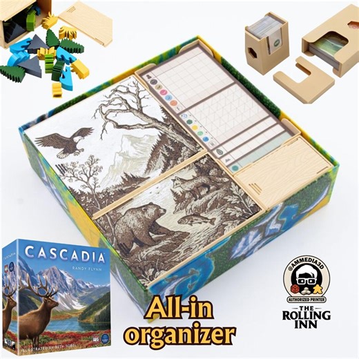 Cascadia Insert | Board Game Organizer | Fits Sleeved Cards