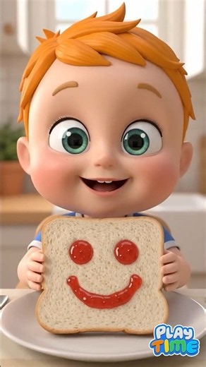 Baby Makes a Cute Smiley Sandwich! 😋🥪 | Baby Cartoon Kids Songs #shorts