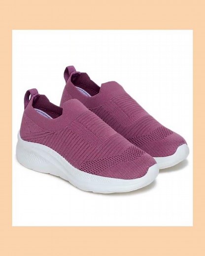 Trase Womens Slip On Shoes Pink Lightweight Breathable Knit Upper For Walking