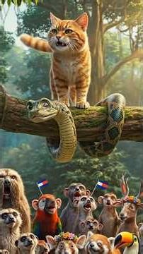 Bholu and the Anaconda! 😂🐍 #funnyanimals #bholuthecat #junglestory