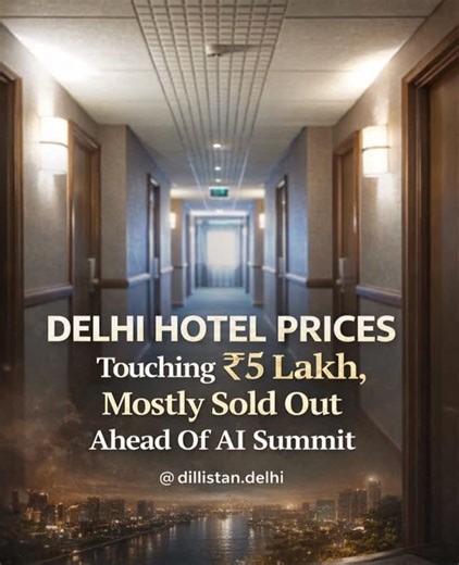 🏨 Delhi hotel prices have gone through the roof ahead of the upcoming AI summit! According to reports by , luxury hotel room rates in the capital have surged massively — with some properties charging anywhere between ₹1 lakh to ₹5 lakh per night, and premium suites reportedly going even higher during the event dates. Hotels are seeing near-full occupancy as global tech leaders, CEOs, and delegates prepare to arrive in Delhi — turning the city into one of the most expensive places to stay in Ind