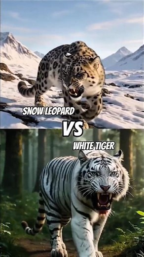 "Snow Leopard ❄️ VS White Tiger 🐅 | Ultimate Wild Clash!" #tiger #shortvideo