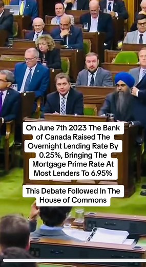 On June 7th 2023 The Bank of Canada raised the overnight lending rate by 0.25%, bringing mortgage prime rates at most Canadian lenders to 6.95%. Conservative Opposition Leader Pierre Poilievre and Liberal Prime Minister Justin Trudeau then debated whether or not current levels of deficit spending are appropriate given the cumulative impact that monetary policy decisions are having on Canadian families and borrowers. #mortgage #canadianrealestate #canadianmortgage #canadianrealestate #mortgagerat