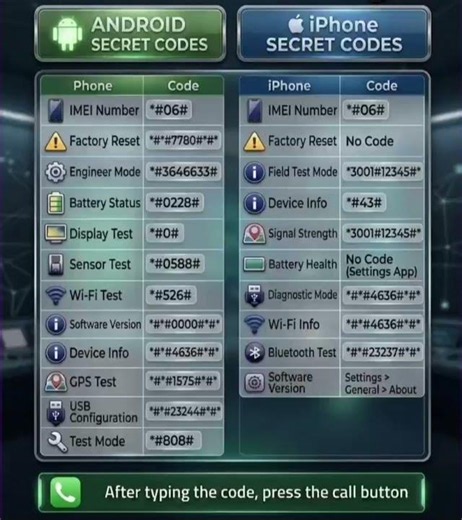 ANDROID Secret Codes vs iPhone Secret Codes 😱#shorts