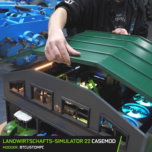 70K views · 275 reactions | Zusammen mit BT-CustomPC.de haben wir eine ganze Scheune voller RTX-Hardware gebaut! Dieser Farming Simulator -Mod bietet Platz für ein NVIDIA SHIELD TV, einen kompletten PC und Traktoren sowie Anhänger! Welche LS22-Maschinen würdet ihr in diesen Garagen parken? Das ganze Video gibt's hier: https://nvda.ws/3kmZdZA | NVIDIA GeForce Deutschland | Facebook
