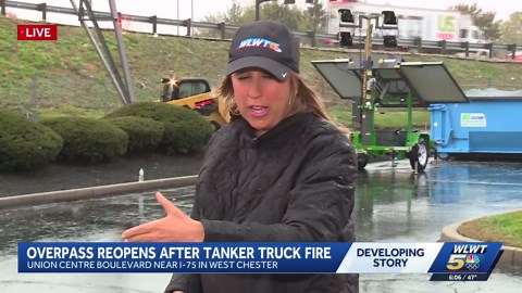 Emergency repairs on overpass after tanker truck fire to resume Friday